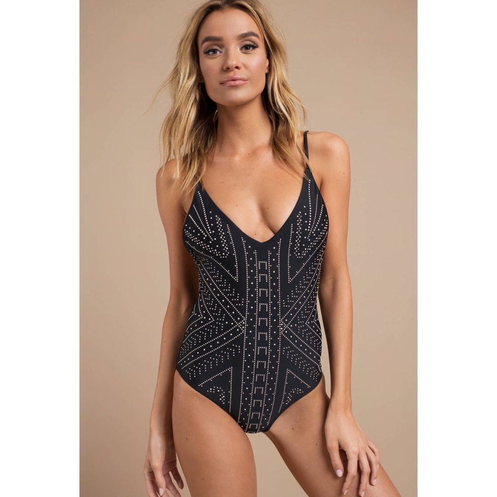 Studded one piece swimsuit